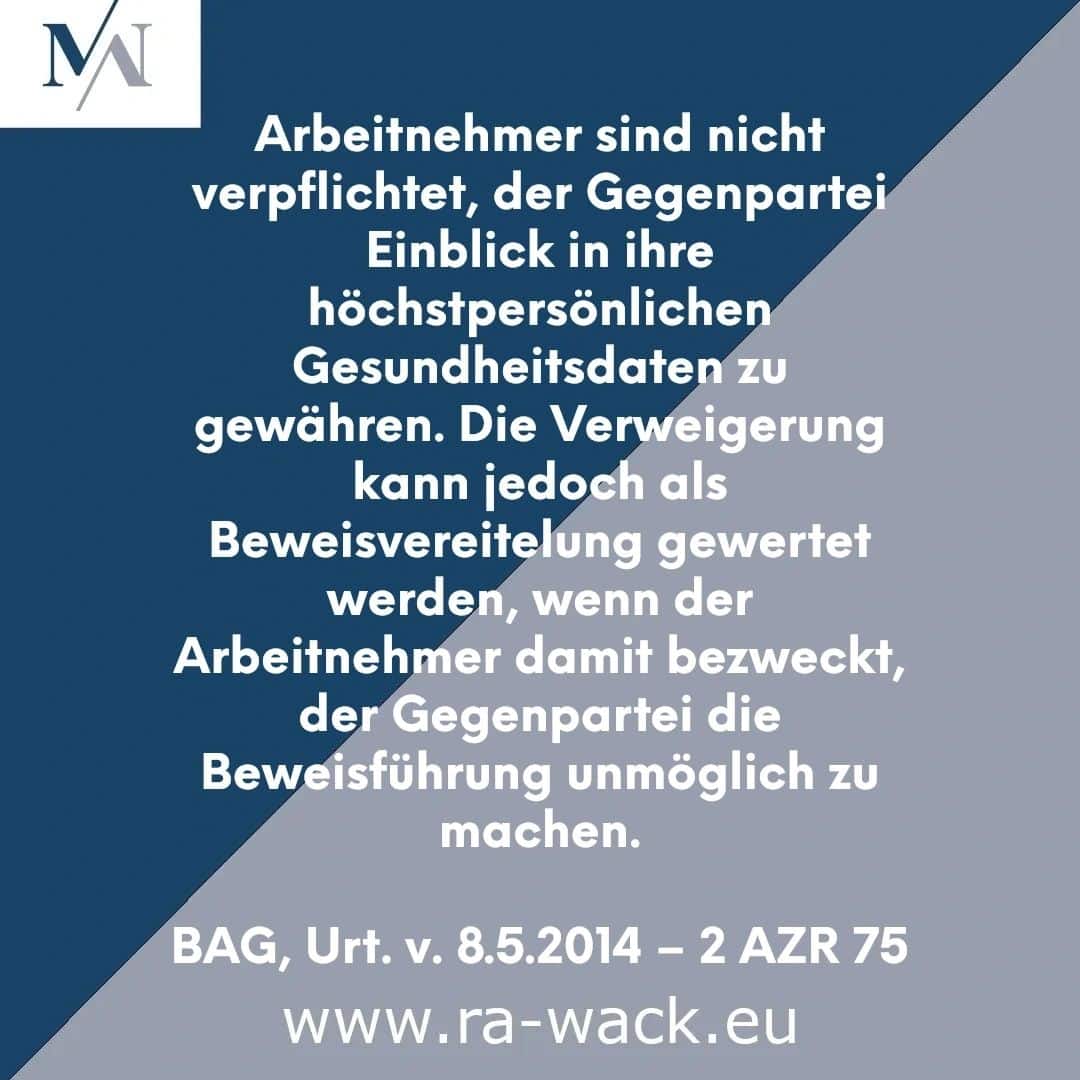 Verweigerte Entbindung von Schweigepflicht ist Beweisvereitelung?