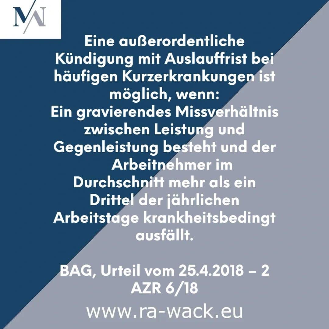 Außerordentliche Kündigung wegen Kurzerkrankungen